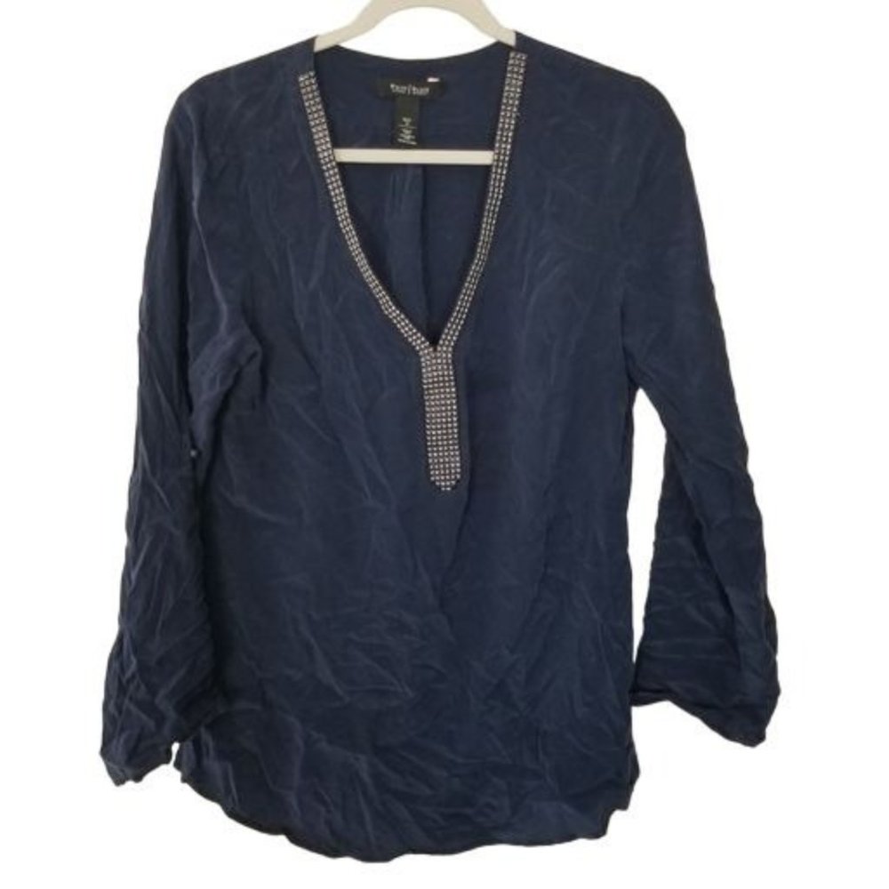 White House Black Market Womens 12 Blue Roll Tab S